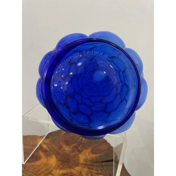 Cobalt Blue Vintage Glass Vase Bubble Mid Century Genie Bottle 10.5" Tall - Picture 5 of 6